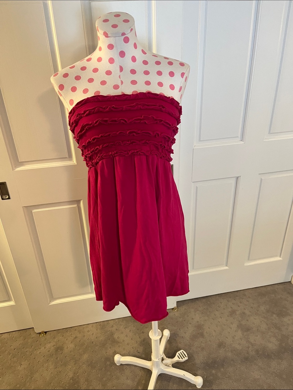Xhilaration Strapless Ruffle Mini Dress - Fuchsia